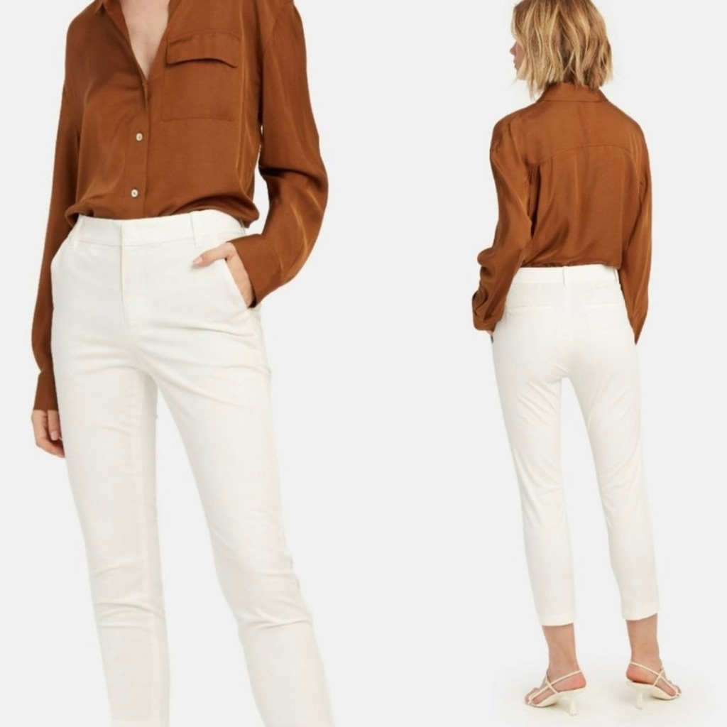 New Vince White Pants Size 2 Flaw Coin Pocket Chino Ankle Crop Womens Summer